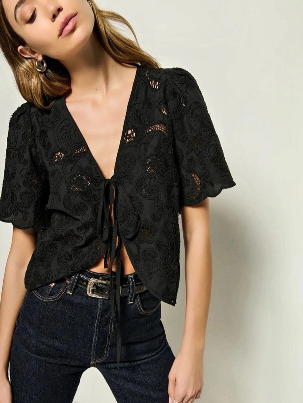 Nation Ltd Rosalyn Tie-Front Top Size Small Like New